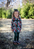 Winter Floral & Emerald Long Sleeve Harper Button Tunic