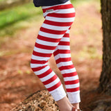 Red/White Stripe Cuff Button Capris