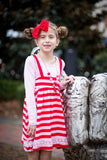 Cupid's Crush Red & Pink Striped Suspender Skirt