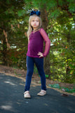 Navy Ruffle Button Leggings