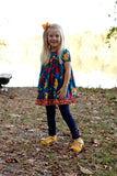 Navy Ruffle Button Leggings