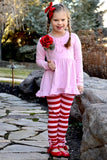 Cupid's Crush Red & Pink Stripe Ruffle Button Leggings