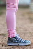 Pink Ruffle Button Leggings