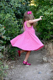 PINK WITH WHITE STRIPES Children Elli Dress