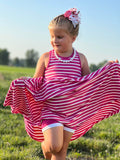 PINK WITH WHITE STRIPES Children Elli Dress