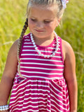 PINK WITH WHITE STRIPES Children Elli Dress