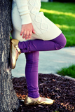 Purple Cuff Button Leggings