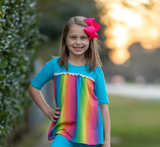 Chasing Rainbows Azure Blue 1/2 Sleeve Harper Tunic