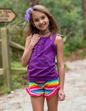 Summer Rainbow Stripe Monroe Ruffle Shorts