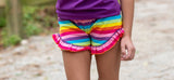 Summer Rainbow Stripe Monroe Ruffle Shorts