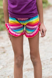 Summer Rainbow Stripe Monroe Ruffle Shorts