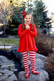 Cupid's Crush Red & Pink Stripe Ruffle Button Leggings