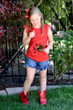 Red Lace Flutter Sleeve Tank