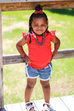 Red Lace Flutter Sleeve Tank