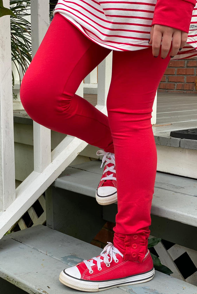 Real Red Ruffle Button Leggings – Little Fashionista Boutique