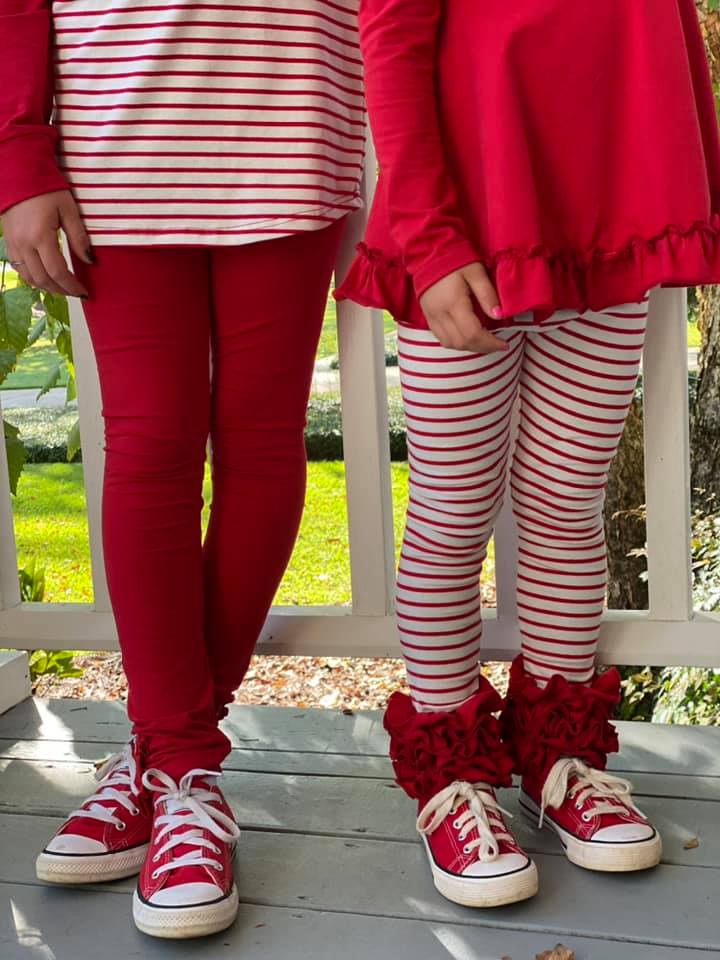 Real Red Ruffle Button Leggings
