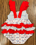 All American Girl Striped Snap Closure Bubble