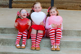 Cupid's Crush Red & Pink Stripe Ruffle Button Leggings