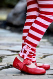 Cupid's Crush Red & Pink Stripe Ruffle Button Leggings