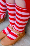 Cupid's Crush Red & Pink Striped Knee/Over the Knee Socks