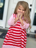 Cupid's Crush Red & Pink Striped Suspender Skirt