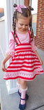 Cupid's Crush Red & Pink Striped Suspender Skirt