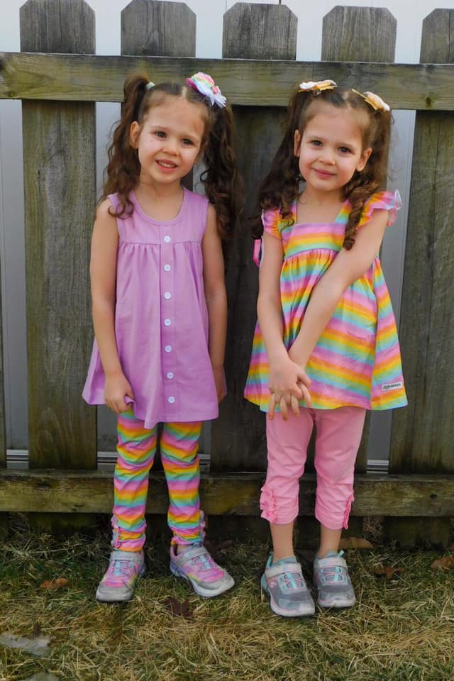Vibrant Pastels Rainbow Stripe Ruffle Button Leggings