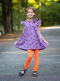 Orange Ruffle Button Leggings